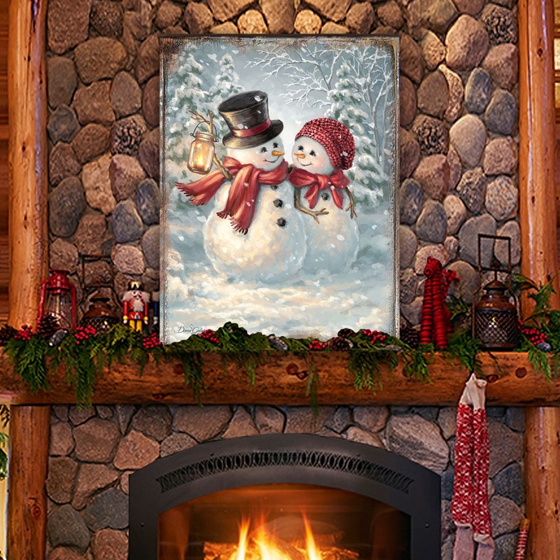 Snow Much in Love Art Wooden Wall Art by D. Gelsinger – Christmas Santa Snowman Decor – 95603B-1708