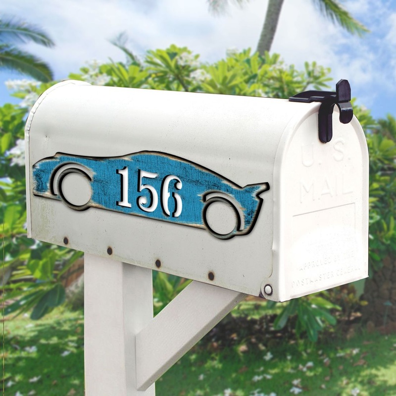 Sports Car Wooden Custom House Number Sign by G. DeBrekht – Love Family Kids Decor – Handcrafted Wooden Handcrafted Wooden Handcrafted Wooden Address Sign – MA98451