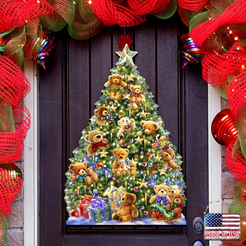 Teddy Bear Tree Holiday Door Decor by D. Gelsinger – Christmas Decor – 8461019H-1101