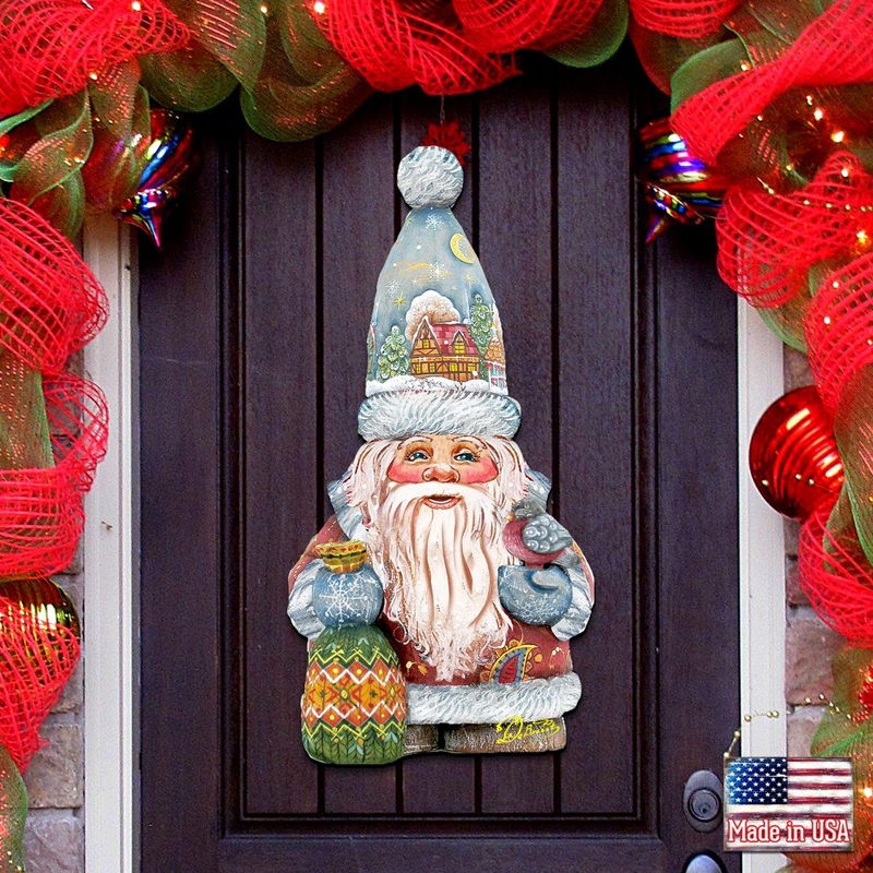 The First Noel Christmas Door Decor by G. DeBrekht – Christmas Santa Snowman Decor – 8116410H