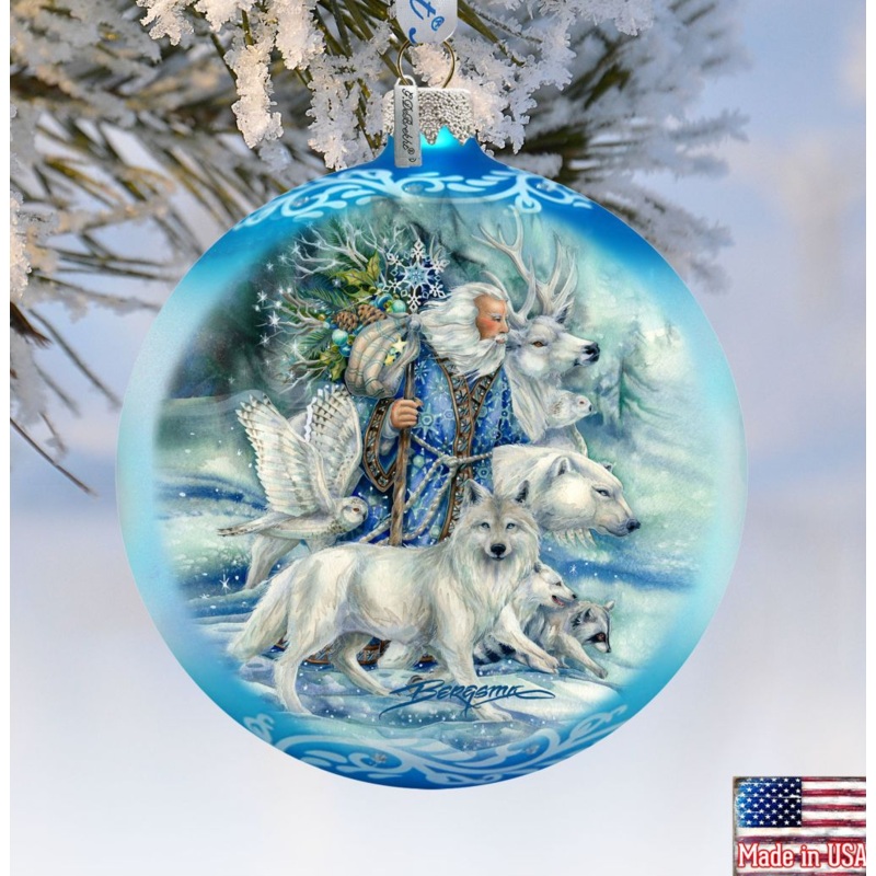 The Wild Spirits of Winter Glass Ornament Limited Edition by J. Bergsma – Christmas Santa Snowman Decor – 73910-JB