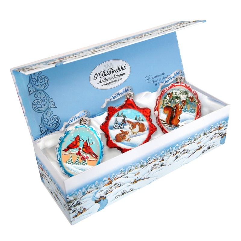 Under and Over the Sea Mercury Glass Ornaments Set of 3 by G. DeBrekht – Wildlife Holiday Decor – 770110S3