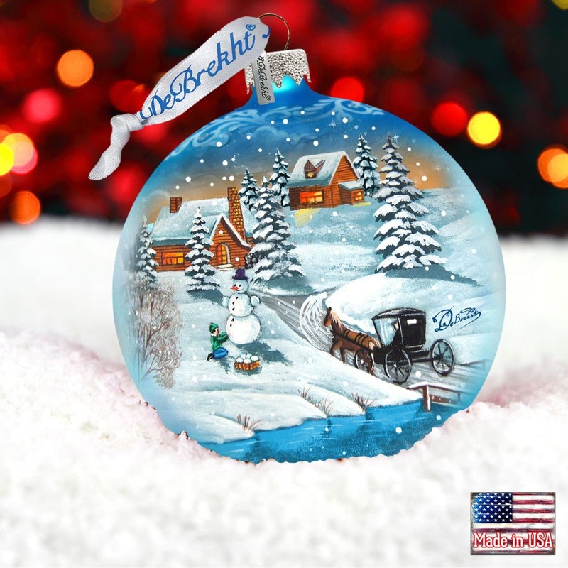 Vintage Winter Village Glass Ornament by G. DeBrekht – Christmas Decor – 73368