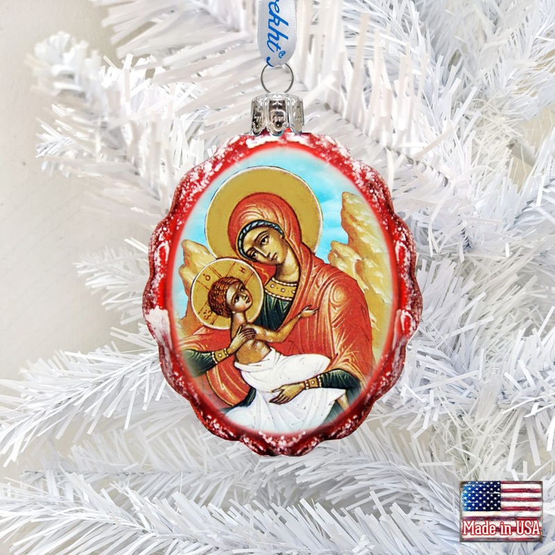 Virgin Mary with Jesus Mercury Glass Ornament by G. DeBrekht – Nativity Holiday Decor – 772013