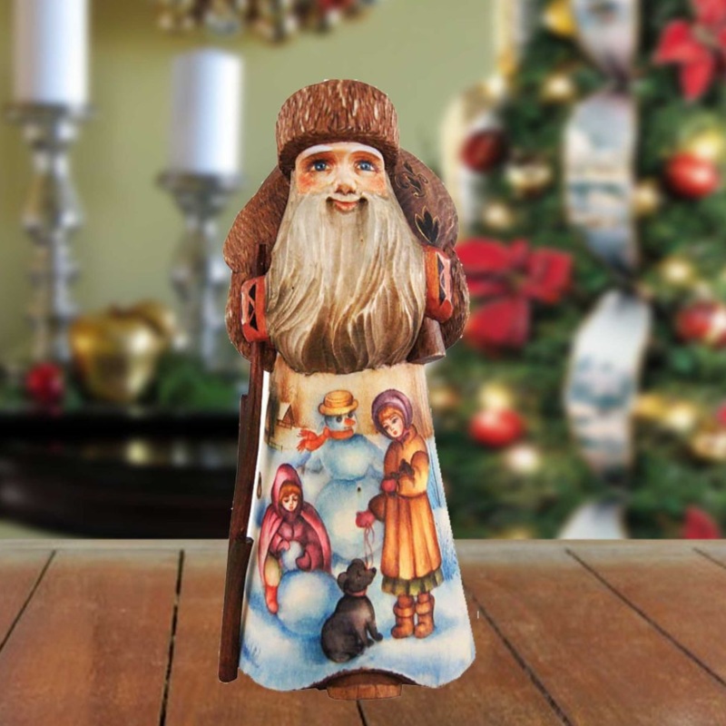 Winter Friends Santa Hand-Painted WOODCARVED Masterpiece by G. DeBrekht – Christmas Decor – 291712