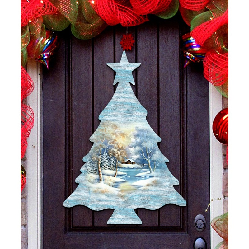Winter Tree Wildlife Door Decor – G. DeBrekht – Wildlife Holiday Decor – 8198812H