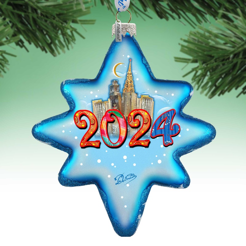 2024 Dated Glass Ornament, Santa & Christmas Decor – 755-047-D24 by G. DeBrekht