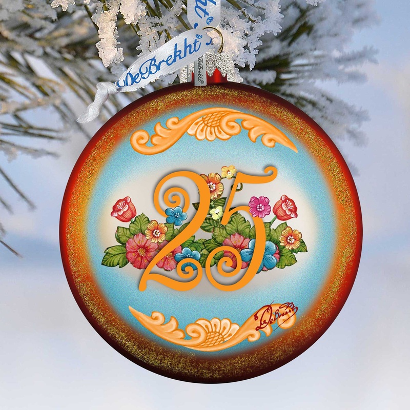 25th Anniversary Glass Ornament by  – Christmas Decor – 744-018