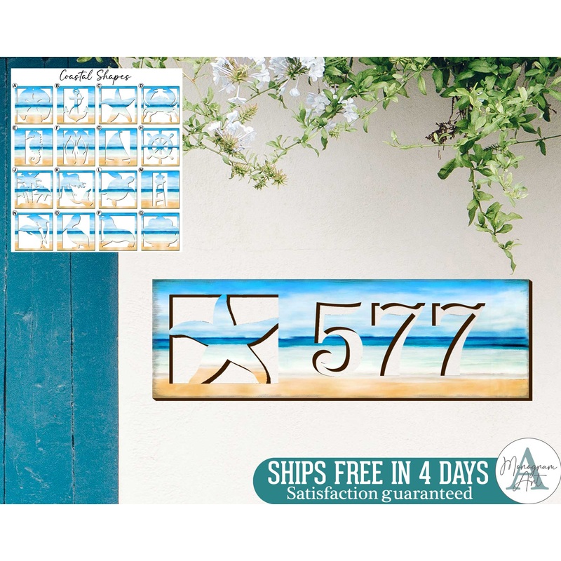 Address Sign – Beach House Numbers – Variety of Designs – Custom Coastal Door Numbers Sign – Wooden Crab Cottage Number Plaque – MA9898030