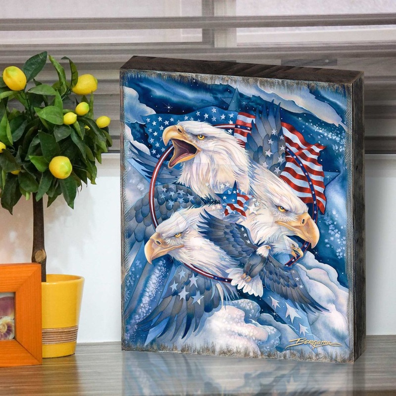Allegiance American Patriotic Eagles Wooden Wall Art by J. Bergsma – American Patriotic Decor – 85922730B-JB