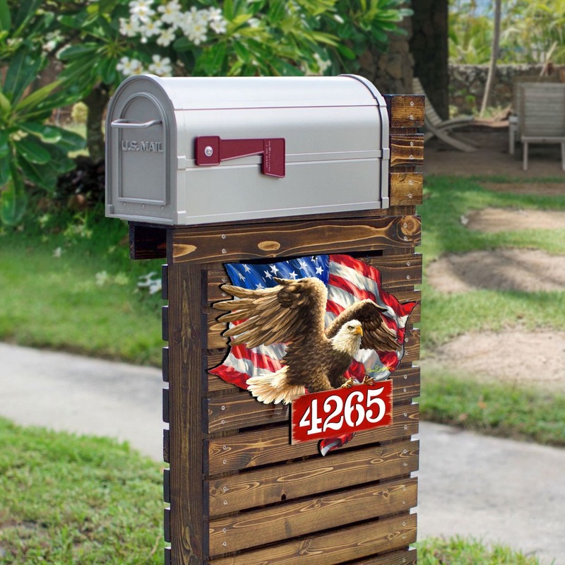 American Flag Eagle Patriotic Personalized House Number by Gelsinger – American Patriotic Decor – Address Sign – MA8461052-1432