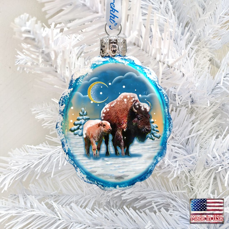 Buffalo Mercury Glass Ornament by G. DeBrekht – Wildlife Holiday Decor – 771024