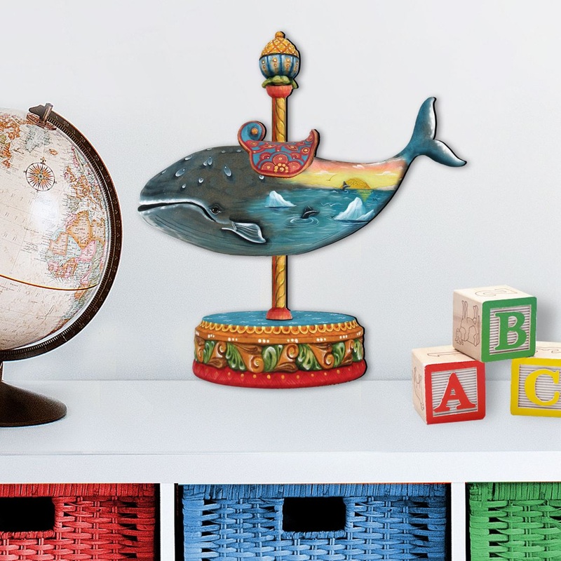 Carousel Whale Holiday Outdoor Decor Large Ornament by G. DeBrekht – Carousel Holiday Decor – 8114037M