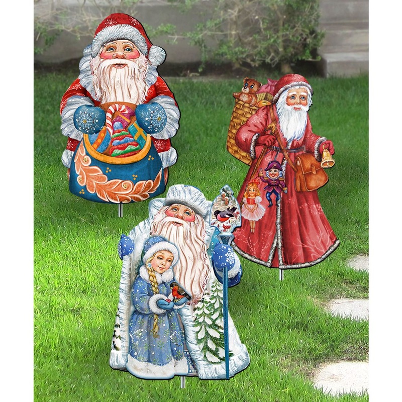 Christmas Outdoor Walkway Outdoor Garden Decor Set of 3 by G. DeBrekht – Christmas Decor – 8120124MS3