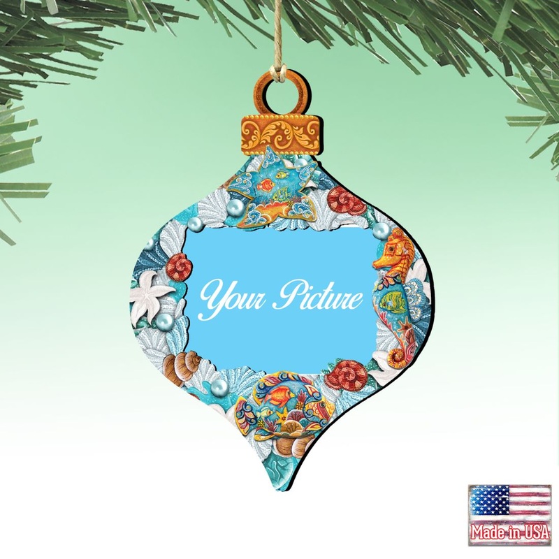 Coastal Picture Frame Ornaments – Ornament for Photo – Coastal Holiday Decor – 8112182-2PF