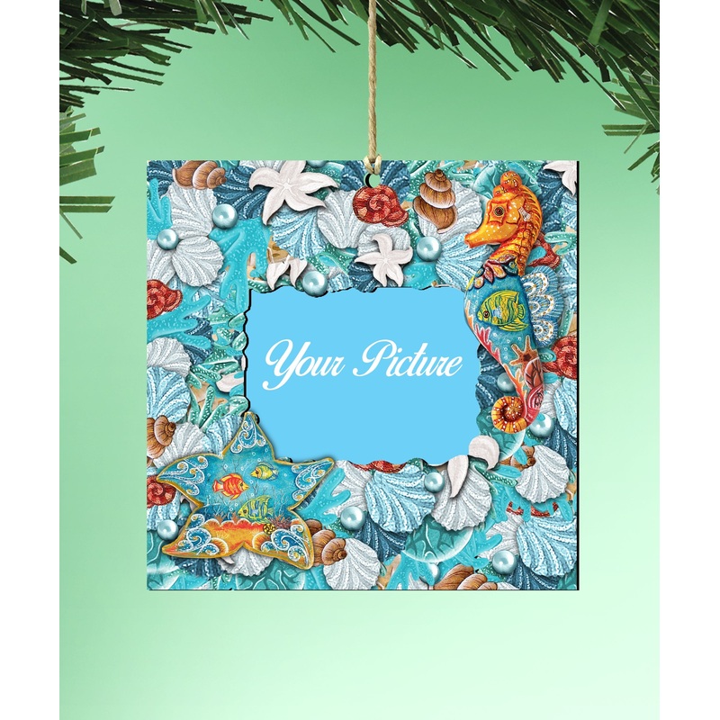 Coastal Picture Frame Ornaments – Ornament for Photo – Coastal Holiday Decor – 8112183PF