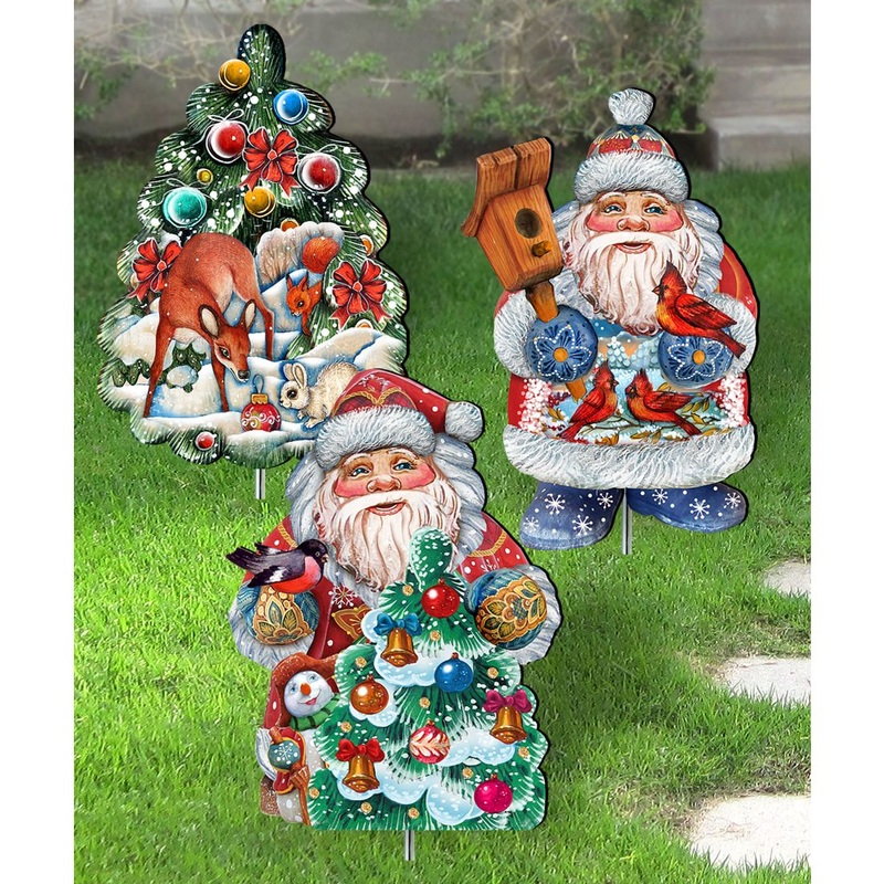 Forest Friends Outdoor Walkway Outdoor Garden Decor Set of 3 by G. DeBrekht – Christmas Decor – 8120129MS3