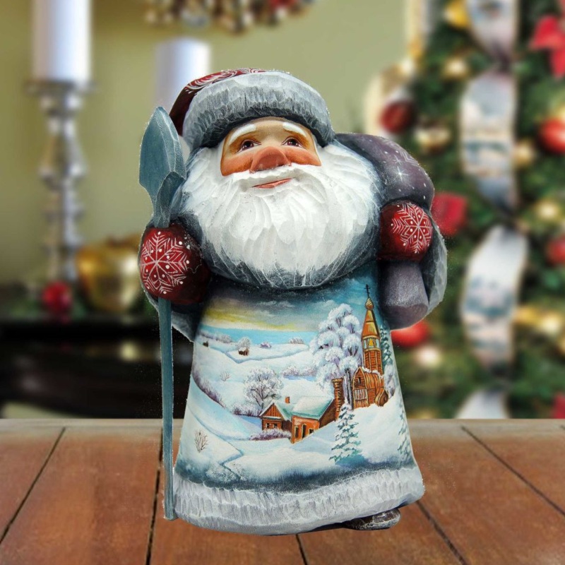 Frosted Village Santa Hand-Painted WOODCARVED Masterpiece by G. DeBrekht – Christmas Decor – 2821708 *** PRE-ORDER – Handmade Just for You! ***