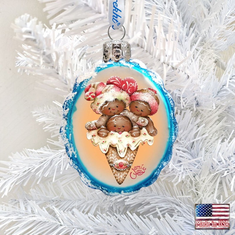 Joy Cone Babies Mercury Glass Ornament by Jamie Mills-Price – Christmas Santa Snowman Decor – 778208-7512