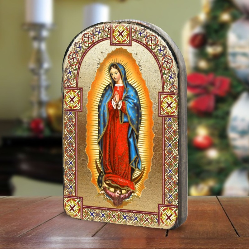 Lady of Guadalupe Wooden Gold Plated Religious Christian Sacred Icon – Inspirational Icon Decor – 86032