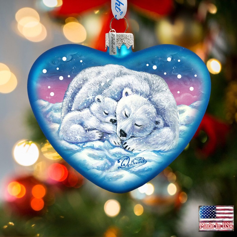 Motherly Love Bears Glass Ornament by G. DeBrekht – Wildlife Holiday Decor – 753-008