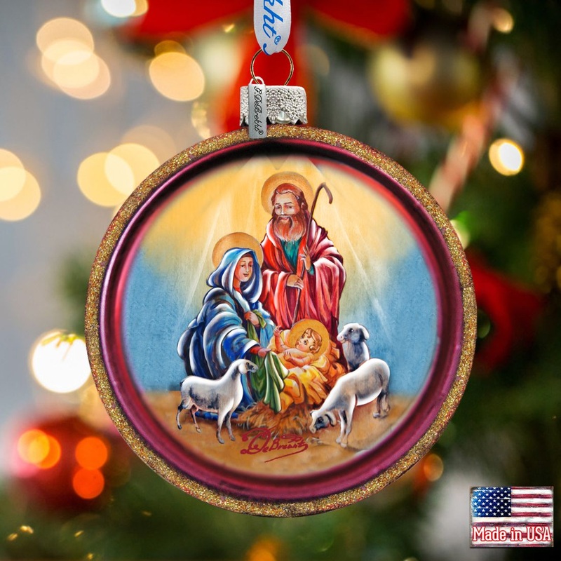 Nativity Cut Ball Glass Ornament by G. DeBrekht – Nativity Holiday Decor – 764-003