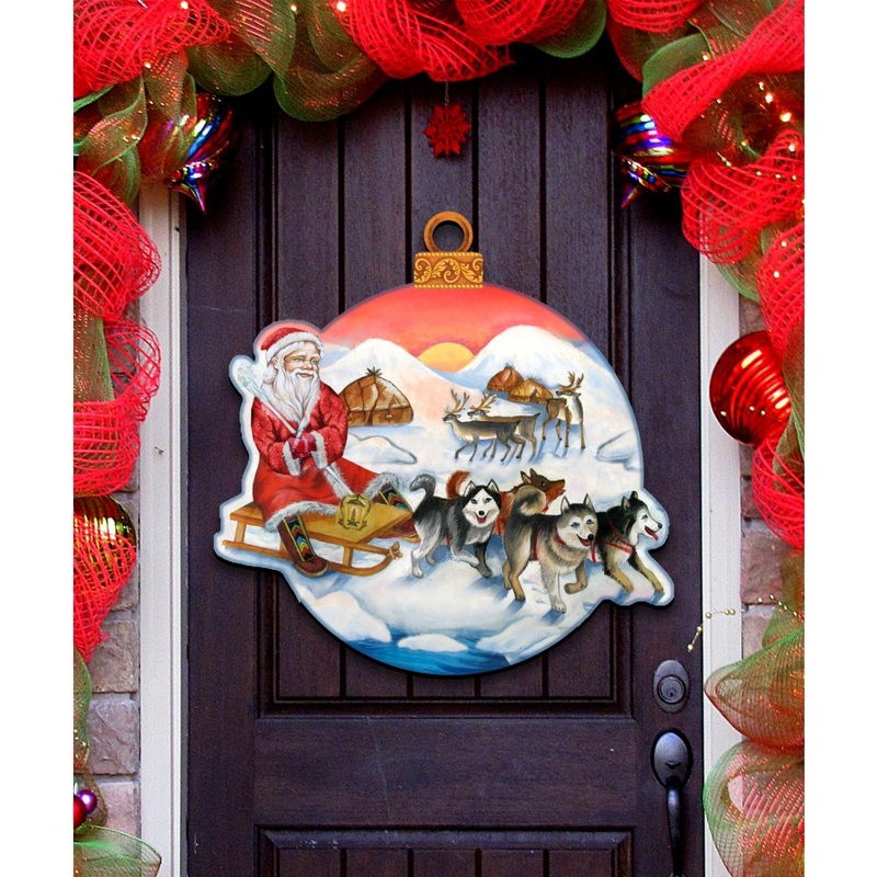 Northern Light Santa Christmas Door Decor by G. DeBrekht – Christmas Santa Snowman Decor – 8117419H