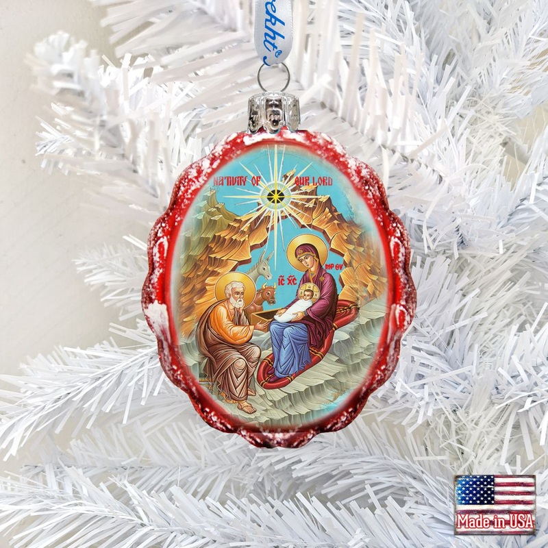 Orthodox Nativity Mercury Glass Ornament by G. DeBrekht – Nativity Holiday Decor – 772052