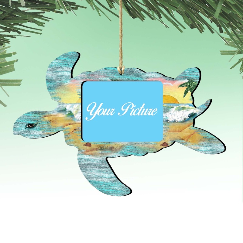 Sea Turtle Coastal Picture Frame Ornaments – Ornament for Photo – Coastal Holiday Decor – 8198518PF