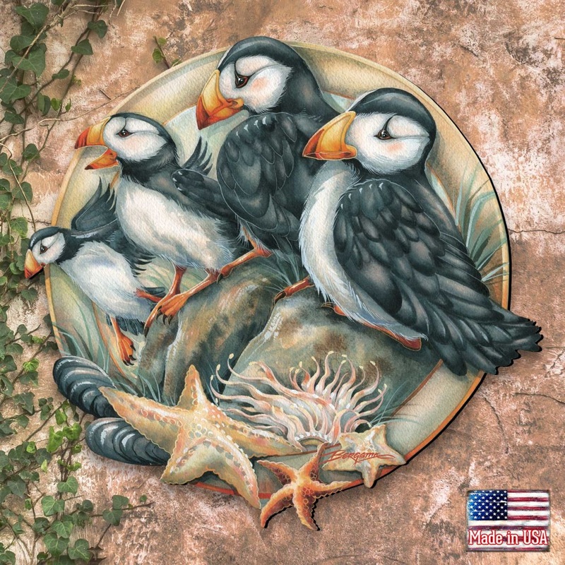 Send in the Clowns Puffins Wall Art by J. Bergsma – Wildlife Holiday Decor – 8591848W-JB