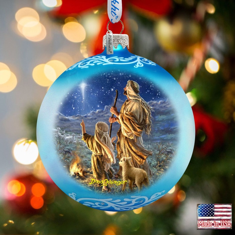 Shepherds Keeping Watch Glass Ornament by D. Gelsinger – Nativity Holiday Decor – 71158-1838