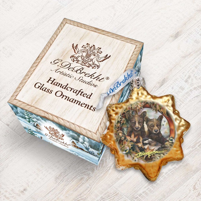 Simple Joys Black Bear Cubs Mercury Glass Ornament by J. Bergsma – Wildlife Holiday Decor – 7783850-JB