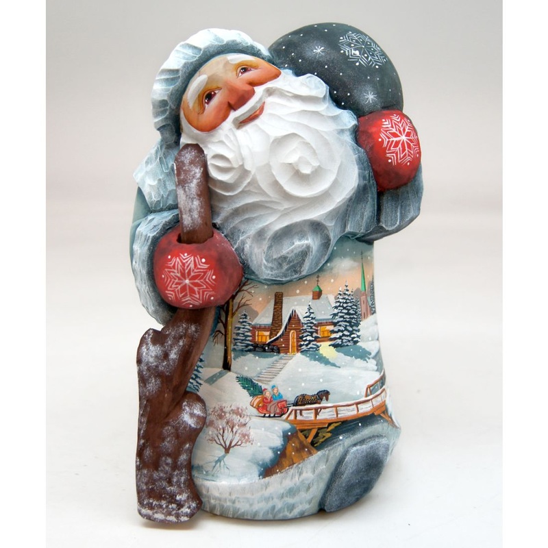 the Journey of the Evergreen Santa Hand-Painted WOODCARVED Figurine by G. DeBrekht – Christmas Decor – 821527M *** PRE-ORDER – Handmade Just for You! ***