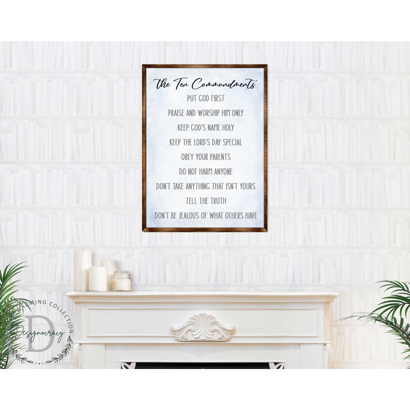 The Ten Commandments – Wooden Religious wall art – living room wall decor Christian wall art – Scripture sign – Bible Verse – Bible quotes – 310344