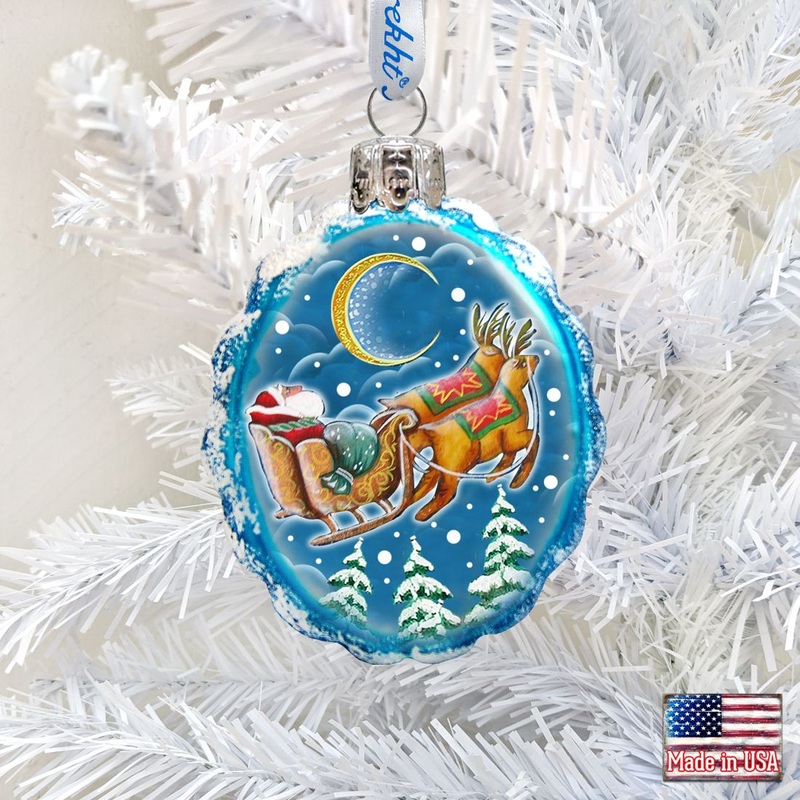 Up-Up and Away Mercury Glass Ornament by G. DeBrekht – Christmas Santa Snowman Decor – 777384