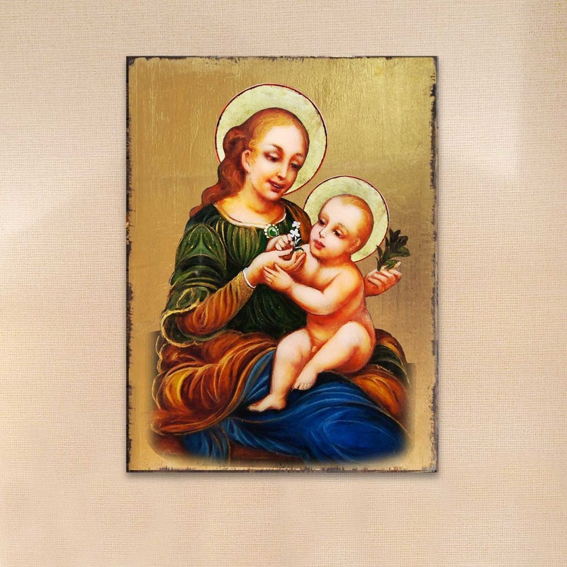 Virgin Mary Directress Wooden Gold Plated Religious Christian odox Sacred Icon – Inspirational Icon Decor – 85031