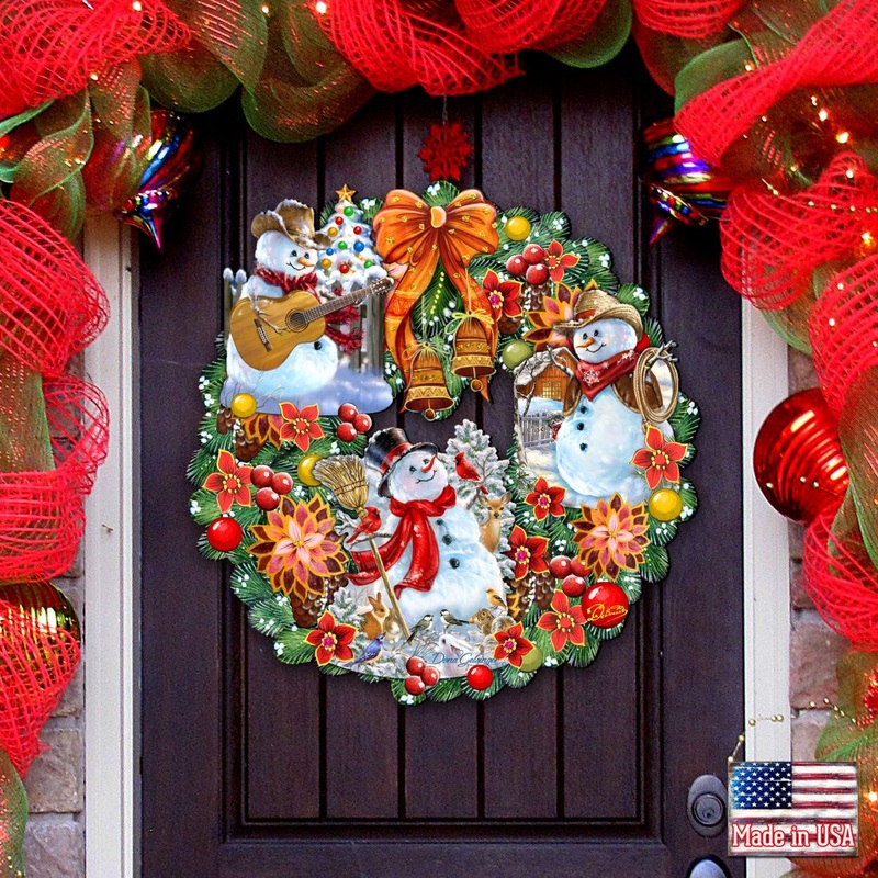 Western Snowy Holiday Door Wreath by D. Gelsinger – Christmas Decor – 8185307-3H-DG