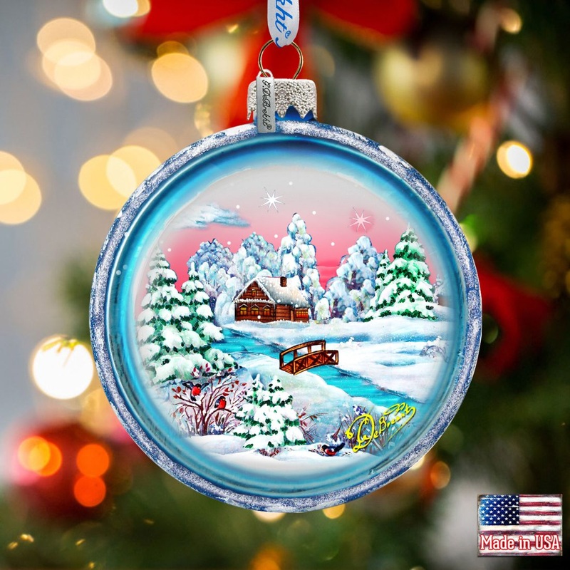 Winter Night Glass Ornament by G. DeBrekht – Christmas Decor – 73111C