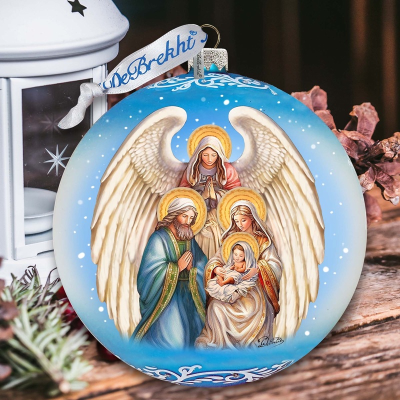 Angel’s Divine Presence Nativity Lg Glass Ornament by G. Debrekht – Nativity Holiday Decor – 73934