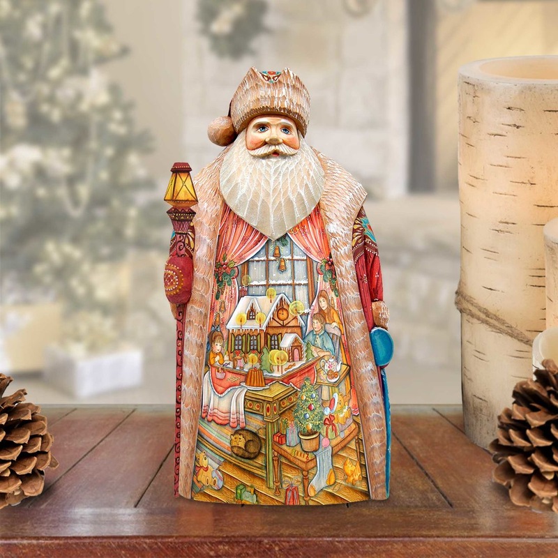 Family Christmas Night Hand-Painted WOODCARVED Masterpiece by G. DeBrekht – Christmas Decor – 210226SE