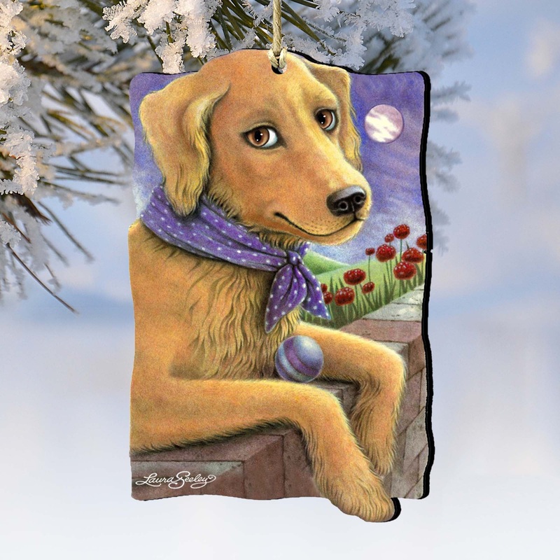 Flowers Fetch Fun Wooden Ornaments Pets by Laura Seeley – Pets Dog and Cats Decor – 8511011-LS