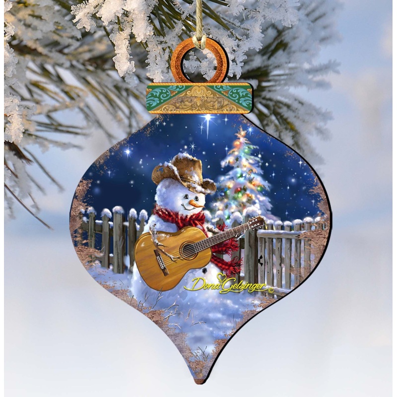 Guitarist Snowman Wood Ornament Dona Gelsinger Holiday Tree Ornament 8031120-1531