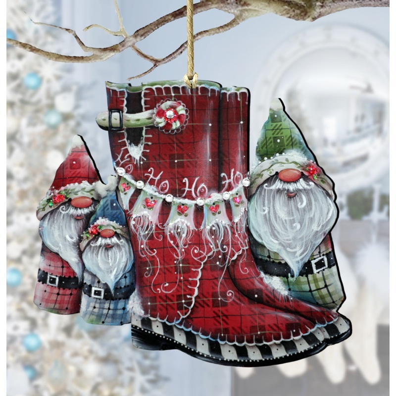 Hello Christmas Boots Wooden Ornaments by Jamie Mills-Price Christmas Decor – 8611062-1-MP