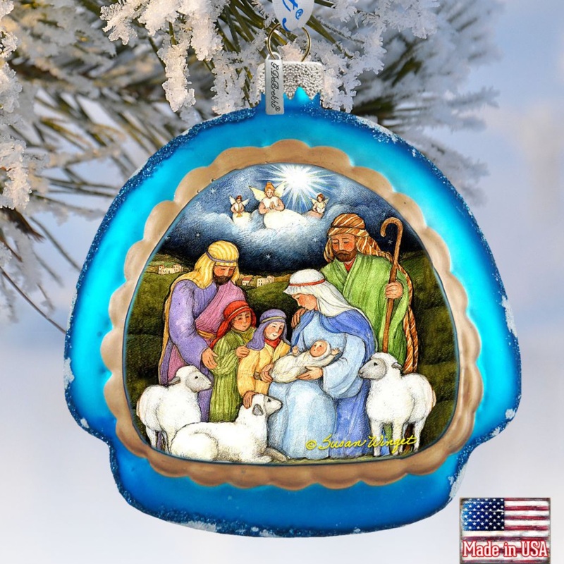 Holy Night Glass Ornament by Susan Winget – Nativity Holiday Decor – 756-205-SW