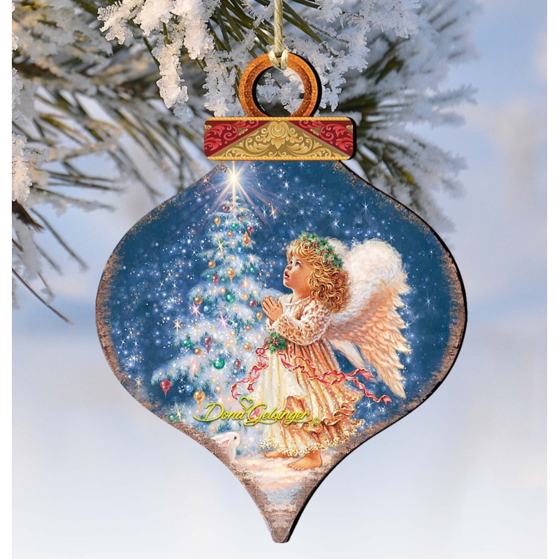 Light of Christmas Angel Wooden Ornaments by Gelsinger – Nativity Holiday Decor – 8031152-0703