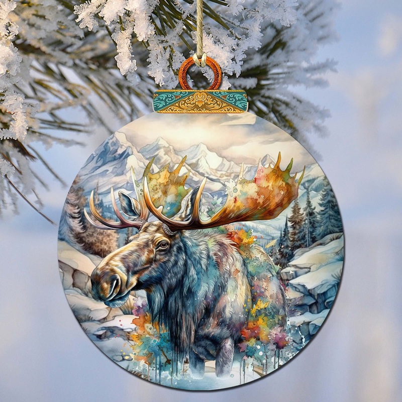 Mighty Moose Of Alaska Wooden Ornaments by  – Wildlife Holiday Decor – 870054