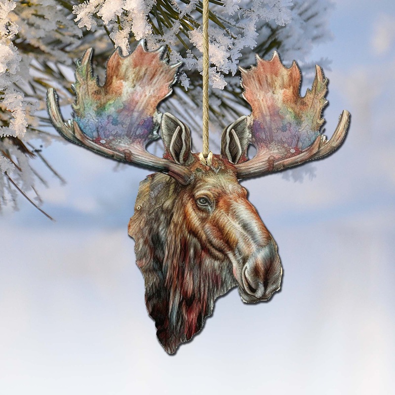 Mighty Moose Of Alaska Wooden Ornaments by  – Wildlife Holiday Decor – 8710108-2