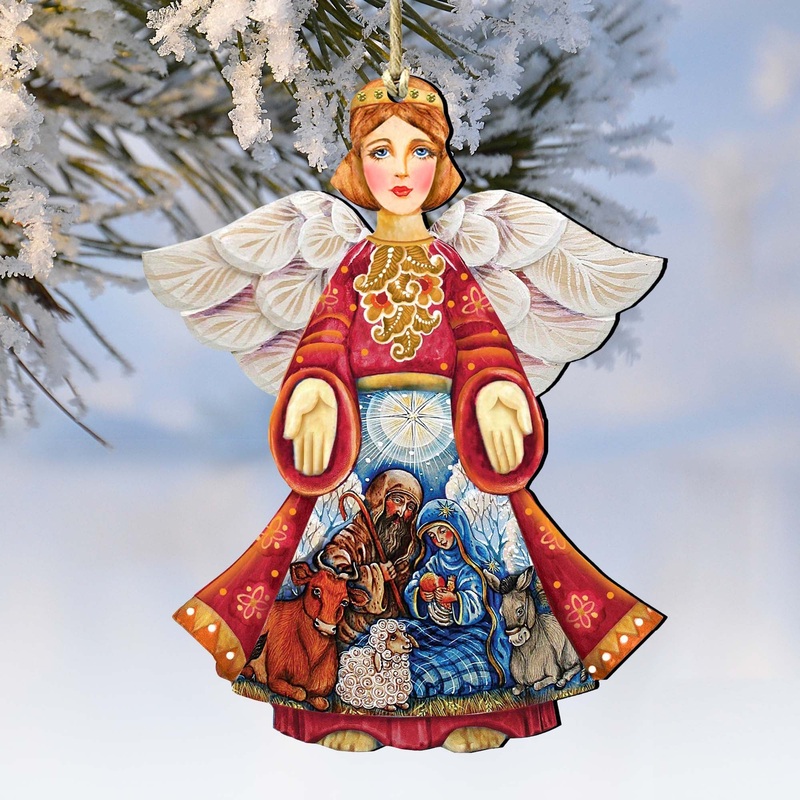 Nativity Christmas Angel Wooden Ornaments by G. DeBrekht – Nativity Holiday Decor – 8152722