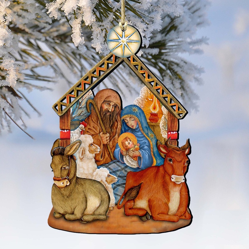 Nativity Christmas Wooden Ornaments by G. DeBrekht – Nativity Holiday Decor – 8114030