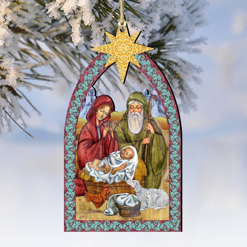 Nativity Manger Star Wooden Ornaments by G. DeBrekht – Nativity Holiday Decor – 8121301